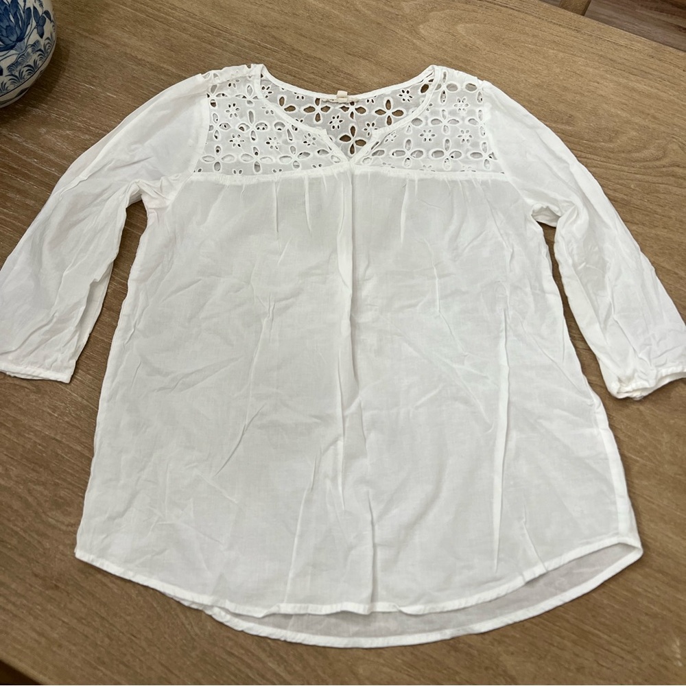 Hester and orchard white eyelet cotton blouse size small